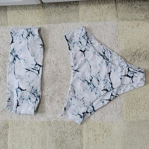 Two Piece Bandeau Black and White Marble Bikini